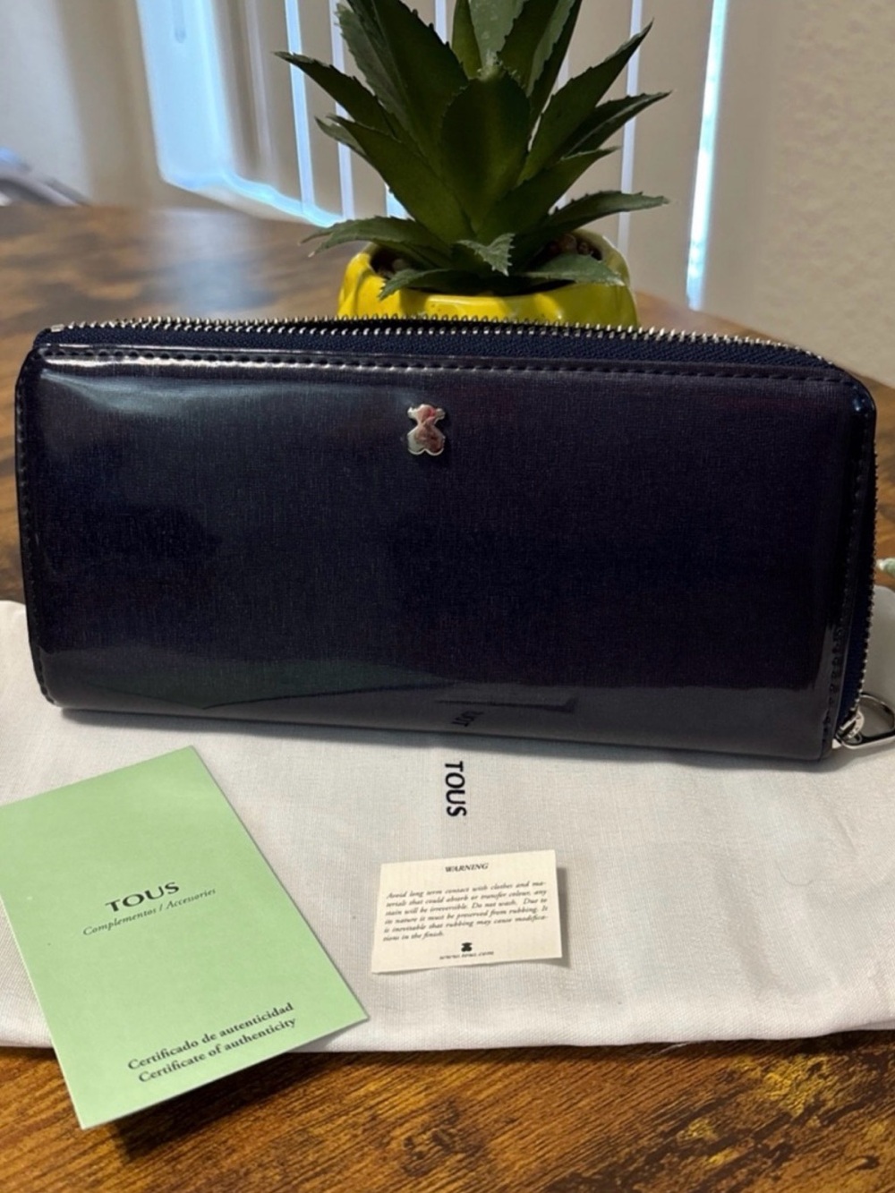 Authentic TOUS Navy Patent Leather Wallet - Brand New